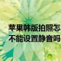 苹果韩版拍照怎么静音（韩版的苹果手机里的相机360拍照不能设置静音吗）