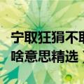 宁取狂狷不取乡愿（宁为狂狷勿为乡愿这句话啥意思精选）