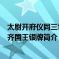 太尉开府仪同三司事齐国王银牌（关于太尉开府仪同三司事齐国王银牌简介）