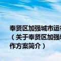 奉贤区加强城市运行安全和生产安全"1+12+X"工作方案（关于奉贤区加强城市运行安全和生产安全"1+12+X"工作方案简介）