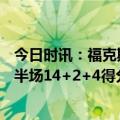 今日时讯：福克斯33分8助攻国王力克雷霆 状态上佳福克斯半场14+2+4得分全场最高