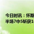 今日时讯：怀斯曼12中8斩获16分13篮板 高效输出怀斯曼半场7中5斩获10+8