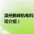 漳州新峰机电科技有限公司（关于漳州新峰机电科技有限公司介绍）