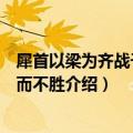 犀首以梁为齐战于承匡而不胜（关于犀首以梁为齐战于承匡而不胜介绍）