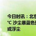 今日时讯：北京沙尘蓝色预警中白天有轻度浮尘最高气温27℃ 沙尘暴蓝色预警持续京津冀等13省区市部分地区有扬沙或浮尘