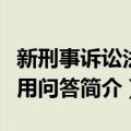 新刑事诉讼法适用问答（关于新刑事诉讼法适用问答简介）