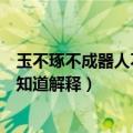 玉不琢不成器人不学不知道的意思（玉不琢不成器人不学不知道解释）