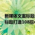 新媒体文案标题打造108招小标题大效果（关于新媒体文案标题打造108招小标题大效果简介）