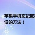 苹果手机忘记密码锁屏了怎么办（苹果手机开机锁屏密码重设的方法）