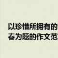 以珍惜所拥有的青春为题的600字作文（以珍惜所拥有的青春为题的作文范文）