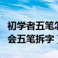 初学者五笔怎样拆字（初学者怎么才能快速学会五笔拆字）