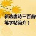 新选唐诗三百首楷书钢笔字帖（关于新选唐诗三百首楷书钢笔字帖简介）