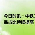 今日时讯：中铁工业：上半年经营结构不断优化 高毛利率产品占比持续提高