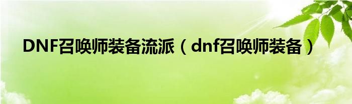 DNF召唤师装备流派（dnf召唤师装备）