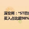 深交所：*ST巴安最近7个交易日累计跌超51% 期间自然人买入占比超98%