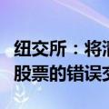 纽交所：将清除与加拿大蒙特利尔银行等多只股票的错误交易