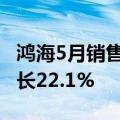 鸿海5月销售额为5501.6亿元新台币，同比增长22.1%