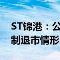 ST锦港：公司未触及相关规定的重大违法强制退市情形