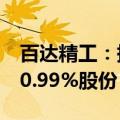 百达精工：持股5%以上股东计划减持不超过0.99%股份