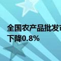 全国农产品批发市场猪肉平均价格为24.45元/公斤，比昨天下降0.8%