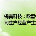 锡南科技：欧盟针对中国电动汽车加征关税的政策暂未对公司生产经营产生重大影响