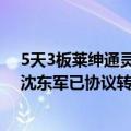 5天3板莱绅通灵：上半年预亏3000万元-4300万元，股东沈东军已协议转让5.31%公司股份