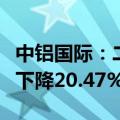 中铝国际：二季度新签合同额74.77亿元 同比下降20.47%