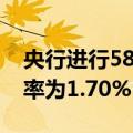 央行进行582亿元7天期逆回购操作，中标利率为1.70%