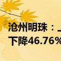 沧州明珠：上半年净利润8823.51万元，同比下降46.76%