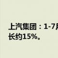 上汽集团：1-7月份累计销售新能源汽车53.2万辆，同比增长约15%。