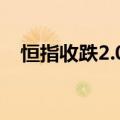 恒指收跌2.08%，恒生科技指数跌2.62%