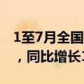 1至7月全国铁路完成固定资产投资4102亿元，同比增长10.5%