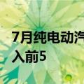 7月纯电动汽车销量TOP10出炉：小米SU7杀入前5