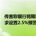 传言称银行将限制投资基金比例，求证：确有地方金融局要求设置2.5%预警线