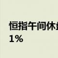 恒指午间休盘跌0.36%，恒生科技指数跌0.41%