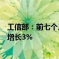 工信部：前七个月电信业务收入累计完成10354亿元，同比增长3%