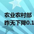 农业农村部：全国农产品批发市场猪肉均价比昨天下降0.1%