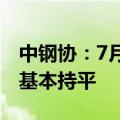 中钢协：7月份重点统计企业板带材产量同比基本持平