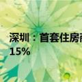 深圳：首套住房商业性个人住房贷款最低首付款比例调整为15%