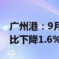 广州港：9月集装箱吞吐量204.4万标准箱 同比下降1.6%