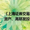 《上海证券交易所发行上市审核规则适用指引第6号——轻资产、高研发投入认定标准（试行）》发布施行