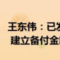 王东伟：已发布超长期特别国债资金监管办法 建立备付金制度