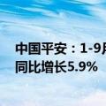 中国平安：1-9月中国平安财产保险股份有限公司保费收入同比增长5.9%