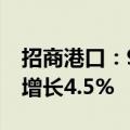 招商港口：9月集装箱量1,632.8万TEU 同比增长4.5%